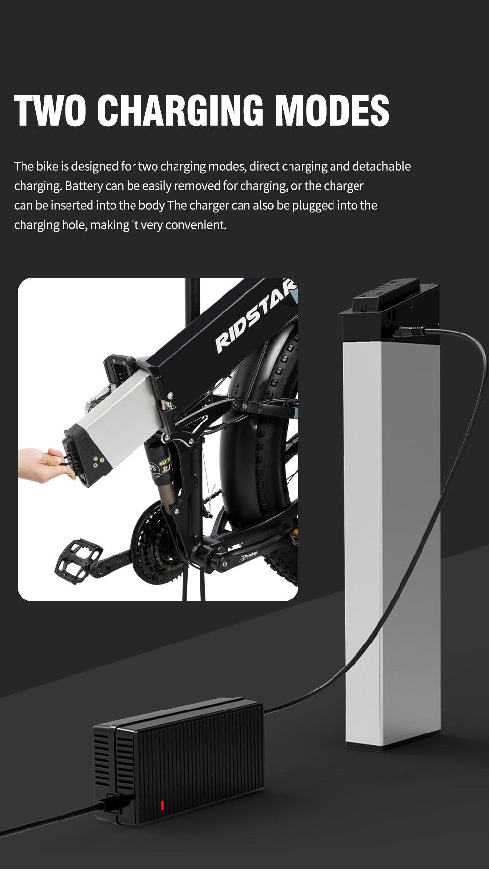 Electric foldable bike Ridstar H26 PRO, 1500W, 48V, 23Ah battery