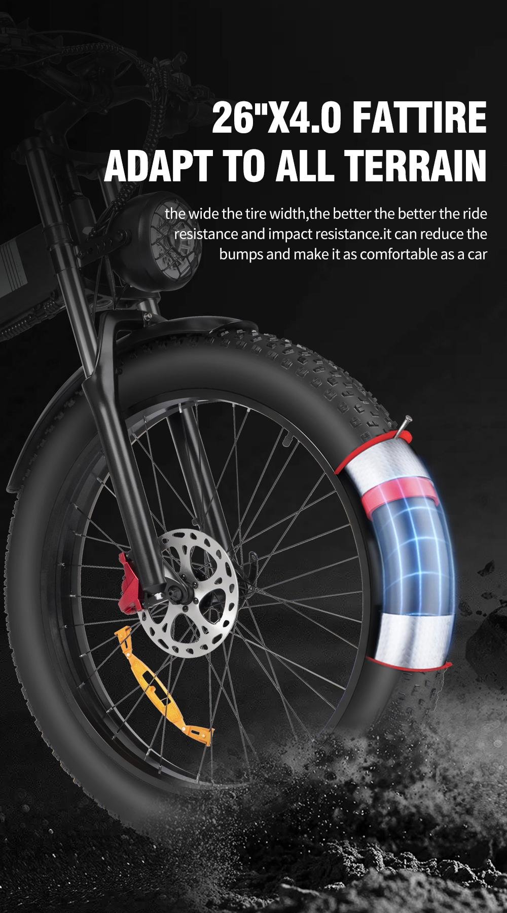 Electric foldable bike Ridstar H26 PRO, 1500W, 48V, 23Ah battery