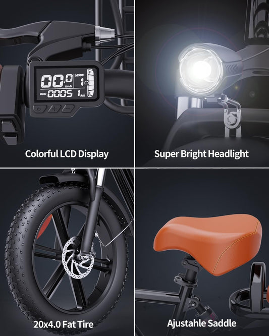 Electric bike Ridstar FM001, 48V, 1000W, 15Ah, 2-Seater