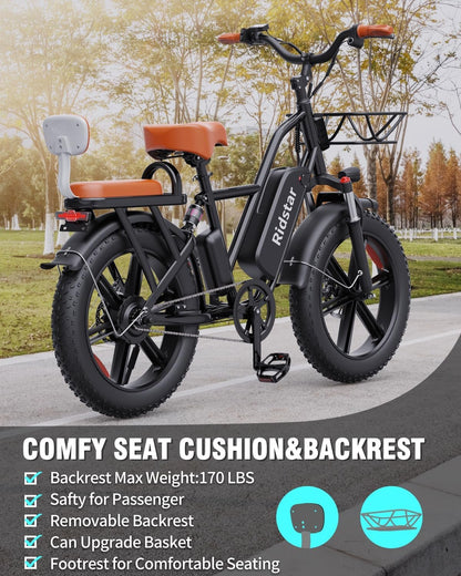 Electric bike Ridstar FM001, 48V, 1000W, 15Ah, 2-Seater