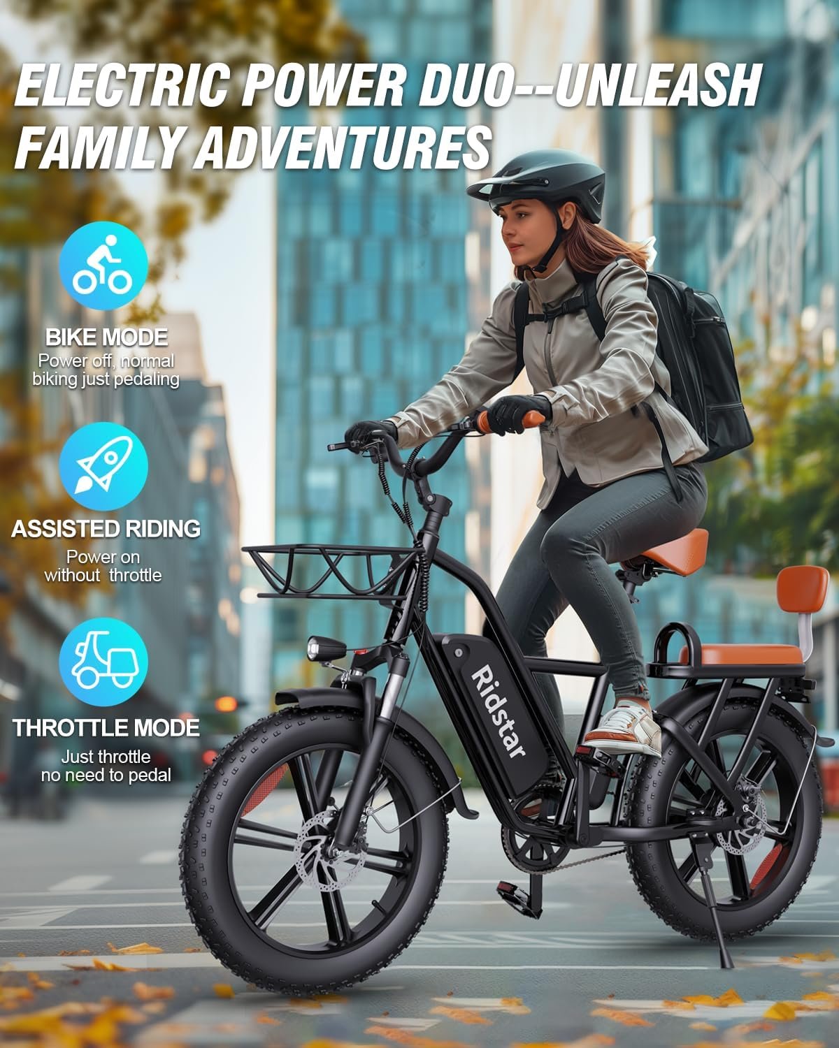 Electric bike Ridstar FM001, 48V, 1000W, 15Ah, 2-Seater