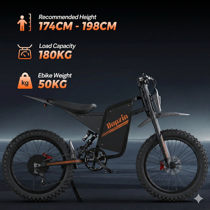 Electric motorcycle Bopzin Q8, 2000W, 60V, 35Ah battery, 25×3.0″ tyres