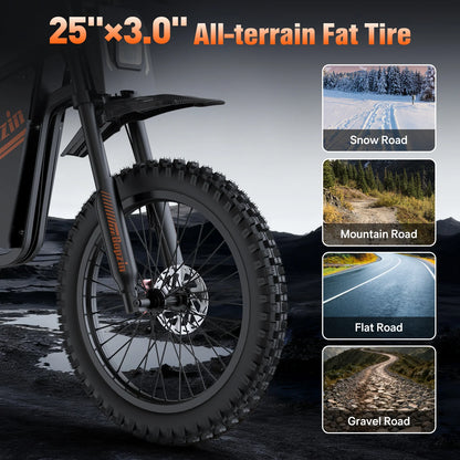 Electric motorcycle Bopzin Q8, 2000W, 60V, 35Ah battery, 25×3.0″ tyres