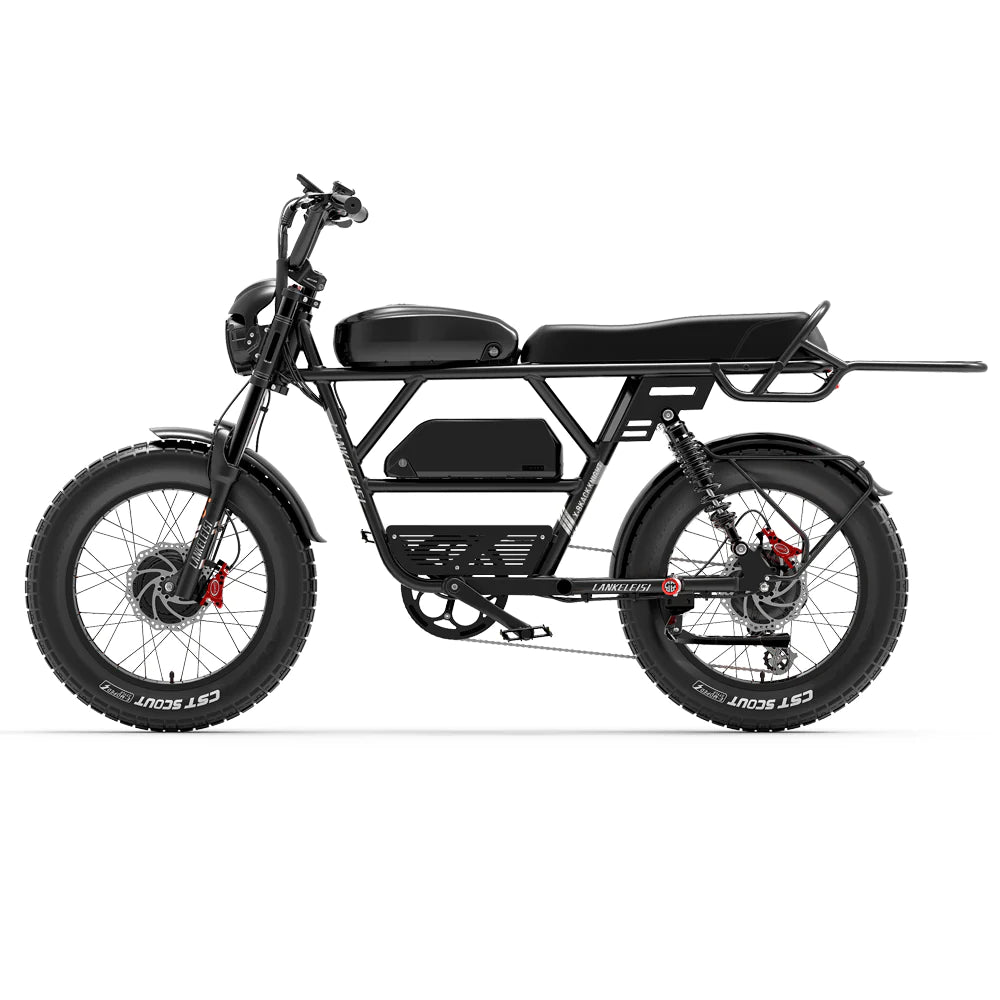 Electric bicycle LANKELEISI X-Black Knight, 48V, 2x1000W (2000W), SAMSUNG 45Ah lithium battery pack