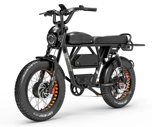 Electric bicycle LANKELEISI X-Black Knight, 48V, 2x1000W (2000W), SAMSUNG 45Ah lithium battery pack