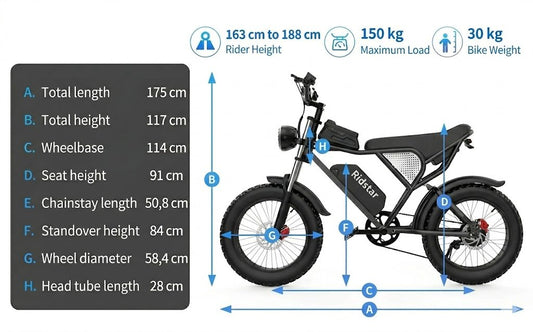Electric bicycle Ridstar Q20, 1000W, 48V, 20AH, 20×4.0 Fat tires